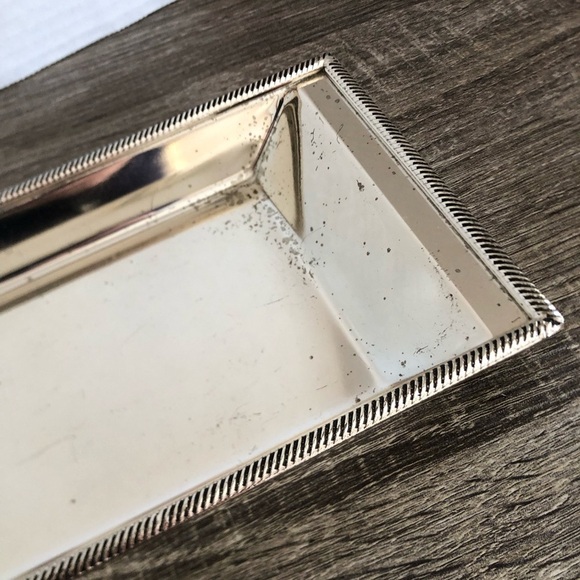 Vtg Silver Rectangular Tray with Decorative Edge - Picture 5 of 10